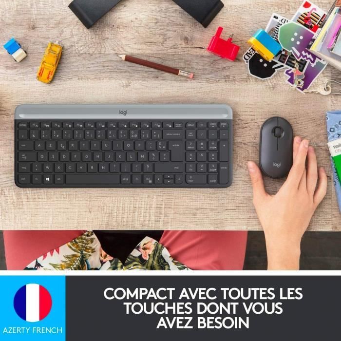 Logitech - MK470 Ultra-Slim Wireless Keyboard + Mouse and Silent Wireless System - Compact and Flat Layout - 2.4 GHz USB Receiver