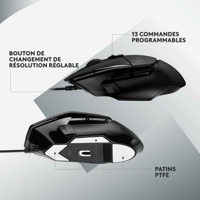 Logitech - G502 x Small Gaming Wireless - LightForce Primary Hybrid Optical -Mechanic Pimples, Gaming Hero 25K Sensor - Black