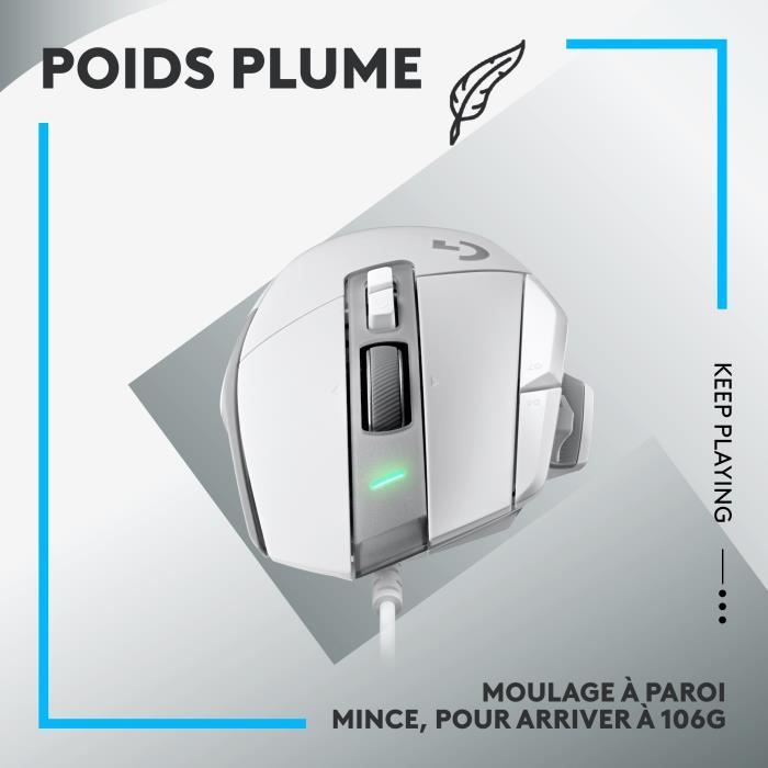 Logitech - G502 x wire gaming mouse - lightForce hybrid -mechanical hybrid primary buttons, Gaming Hero 25K - White sensor