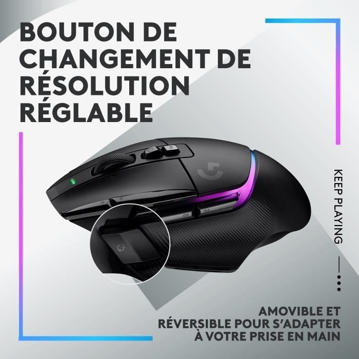 Logitech - G502 x plus lightspeed mouse gaming rvb wireless - hybrid buttons LightForce, Gaming Hero 25k - Black sensor