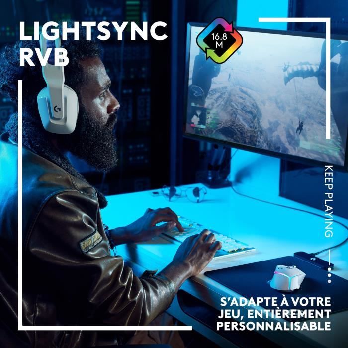 Logitech - G502 x Plus Lightspeed Mouse Gaming RVB Wireless - Lightfor hybrid buttons, Gaming Hero 25K - White sensor