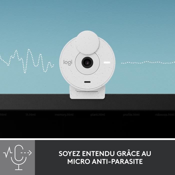 Logitech Brio 300 Full HD webcam with confidentiality, micro noise reduction, USB -C - broken white