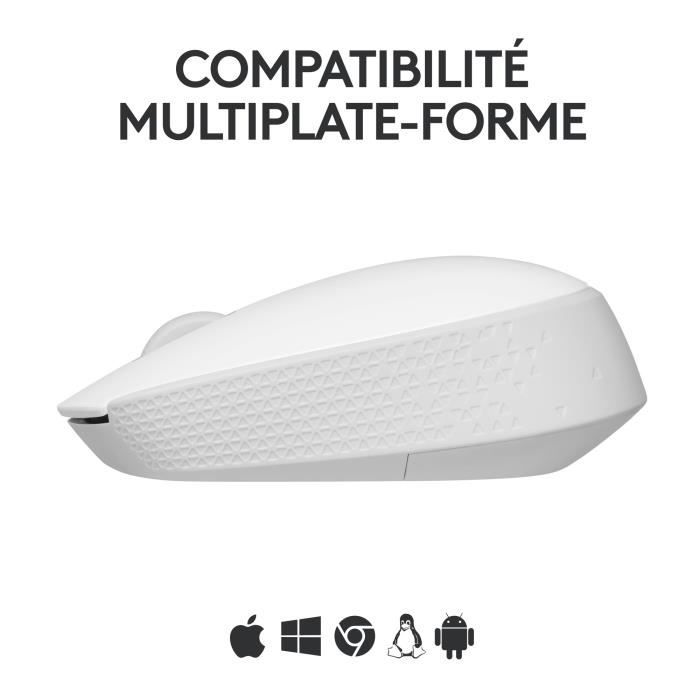 Logitech M171 2.4 GHz Wireless Mouse with USB Mini Receiver, Optical Tracking, Ambidextrous - Off-White