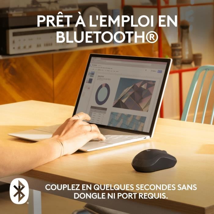 Logitech M240 mouse bluetooth, wireless, compact, portable, fluid monitoring - graphite
