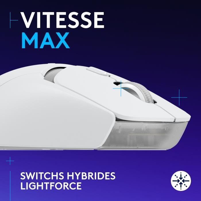 Logitech G309 LIGHTSPEED Wireless Mouse, Lightweight, LIGHTFORCE Hybrid Switches, HERO 25K Sensor - White