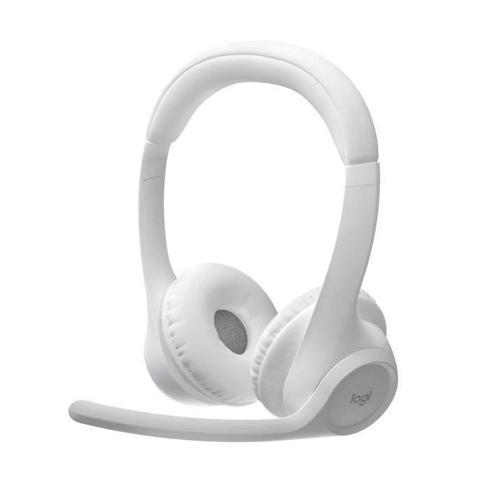 Logitech Zone 300 Wireless Bluetooth PC Headset with Noise-Cancelling Microphone - White