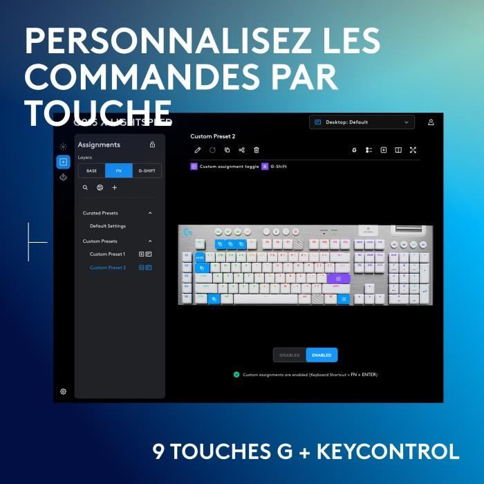 Gaming keyboard - wireless - Logitech G - G915 X - Tactile switch - AZERTY - White