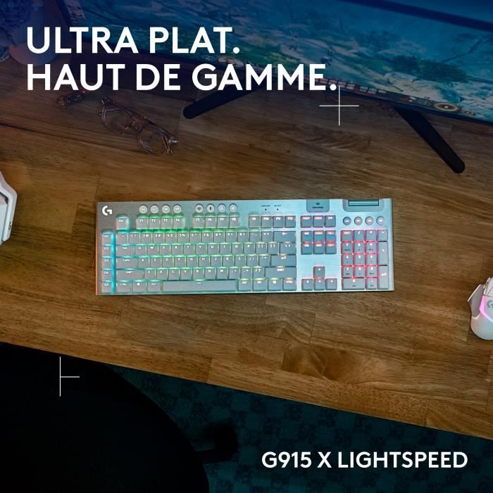 Gaming keyboard - wireless - Logitech G - G915 X - Tactile switch - AZERTY - White