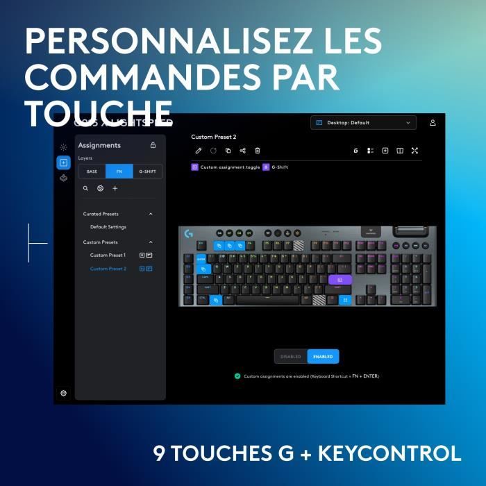 Gaming keyboard - wireless - Logitech G - G915 X - Tactile switch - AZERTY - Black