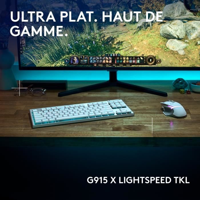 Gaming keyboard - wireless - Logitech G - G915 TKL X - Tactile switch - AZERTY - White