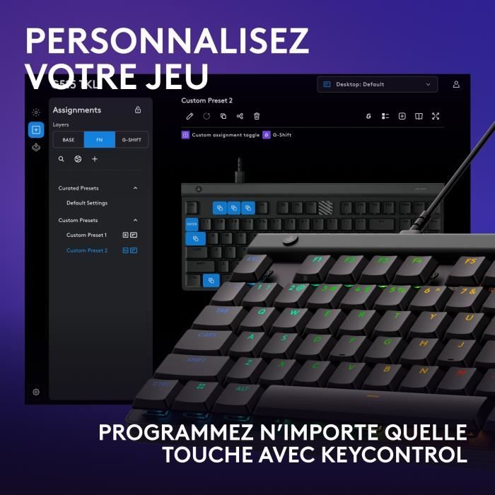 Gaming keyboard - wired - Logitech G - G515 TKL - Mechanical - RGB - AZERTY - Black