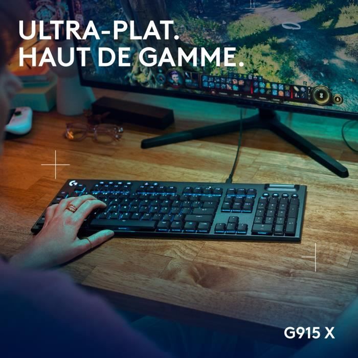 Gaming keyboard - wired - Logitech G - G915 X - Tactile switch - AZERTY - Black
