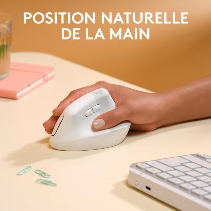 Logitech - Lift mouse for Mac - Wireless Ergonomic - White