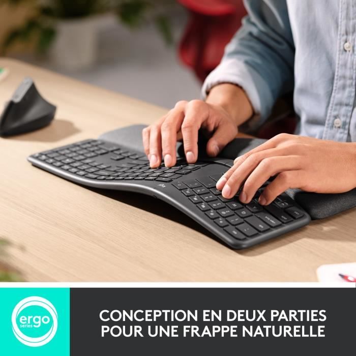 Ergonomic keyboard - Wireless - LOGITECH - K860 ERGO - Keyboard position in two parts