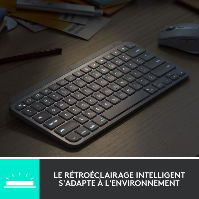 Logitech Wireless Keyboard - MX Keys Mini - PALE GRAY - Compact, Bluetooth, Backlit for MAC, iOS, Windows, Linux, Android