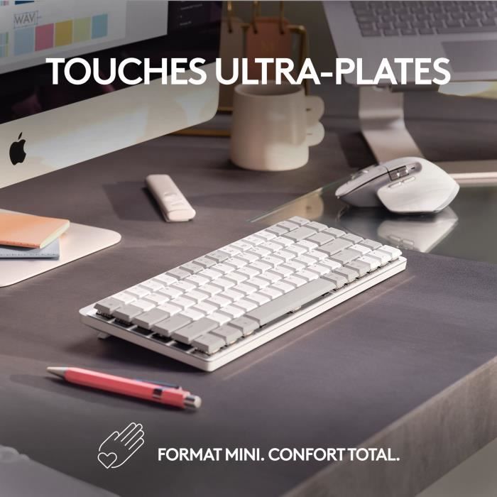 Logitech - Wireless keyboard for Mac - MX Mechanical Mini - Pale gray