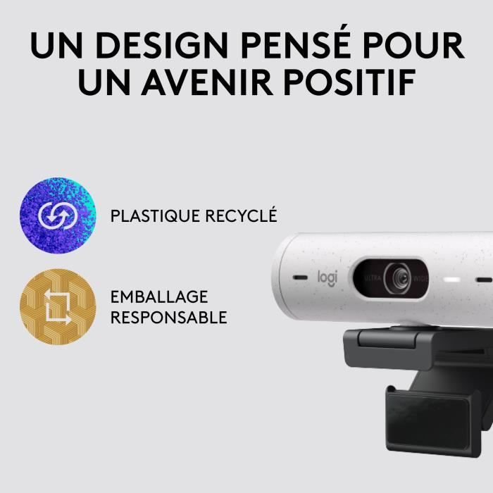 Logitech - Brio 500 webcam HD with Auto - White Expo