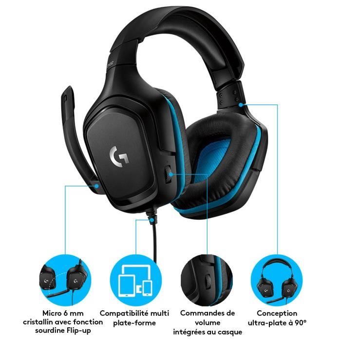 LOGITECH G432 Wired Gaming Headset with 7.1 surround sound