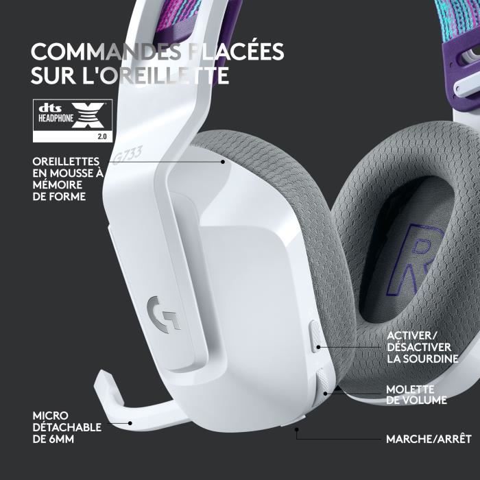 Gaming Headphones - Wireless - LOGITECH G - G733 LIGHTSPEED - White