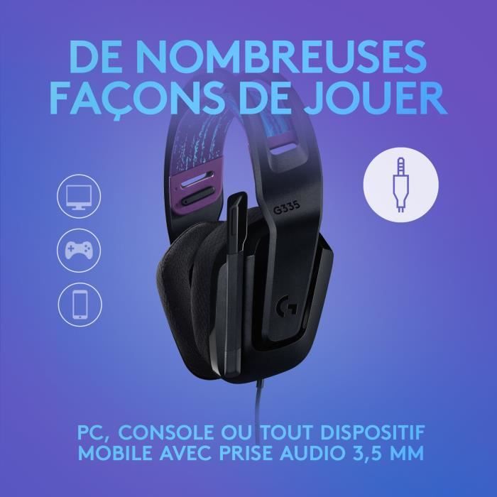 GAMING headset - Lightweight - LOGITECH G - G335 WIRED - BLACK Discord certified