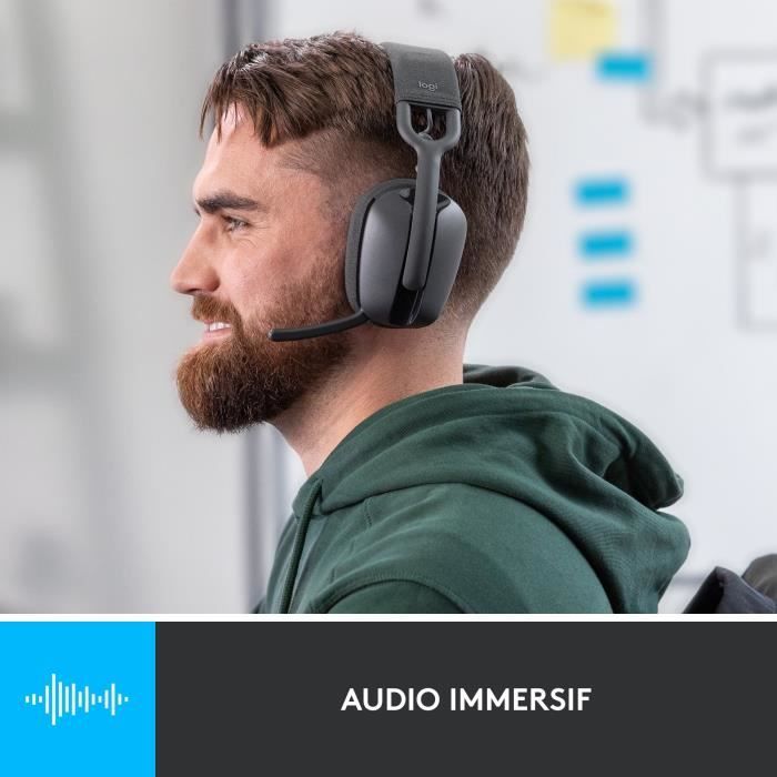 Logitech - Lightweight Wireless Listening Helmet with background micro anti -noise - Vibe 100 - Graphite area