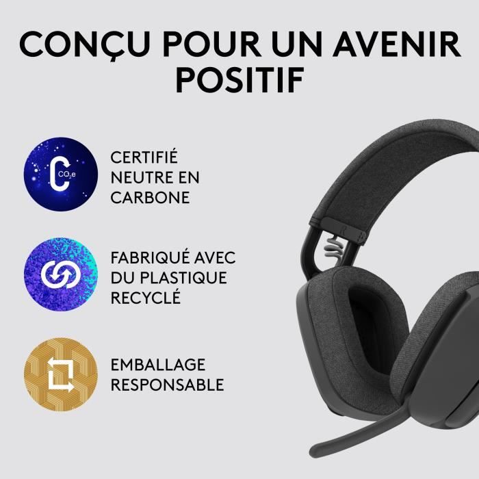 Logitech - Lightweight Wireless Listening Helmet with background micro anti -noise - Vibe 100 - Graphite area