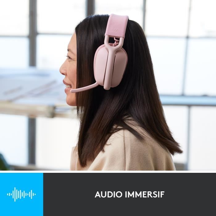 Logitech - Lightweight Wireless Listening Helmet with background micro anti -noise - Vibe 100 - Rose zone - pink