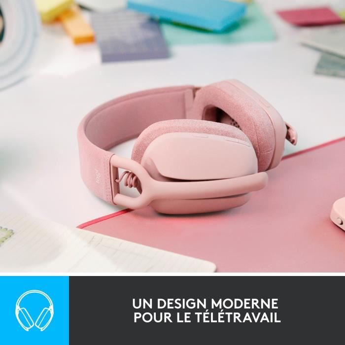 Logitech - Lightweight Wireless Listening Helmet with background micro anti -noise - Vibe 100 - Rose zone - pink