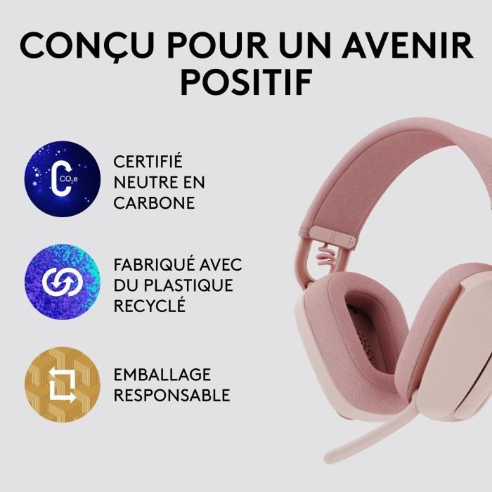 Logitech - Lightweight Wireless Listening Helmet with background micro anti -noise - Vibe 100 - Rose zone - pink