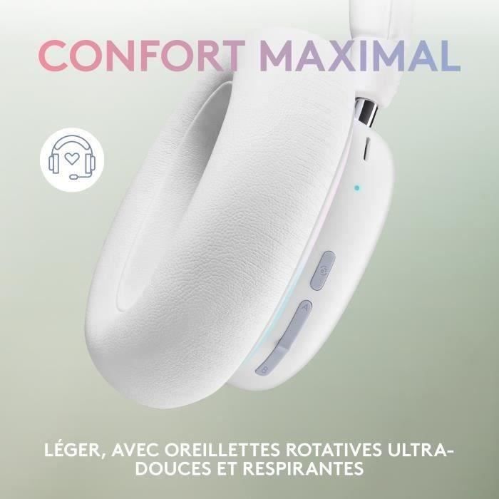 Logitech G - Gaming Headset - wireless - G735 LIGHTSPEED RGB, Bluetooth, Detachable Mic - White Mist