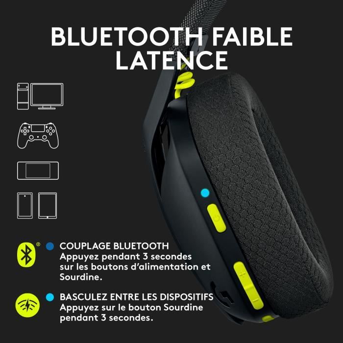 Logitech Wireless Gaming Headset - G435 LIGHTSPEED - BLACK - Lightweight Bluetooth with Built-in Mic for Dolby Atmos, PC, PS4, PS5, Mobile