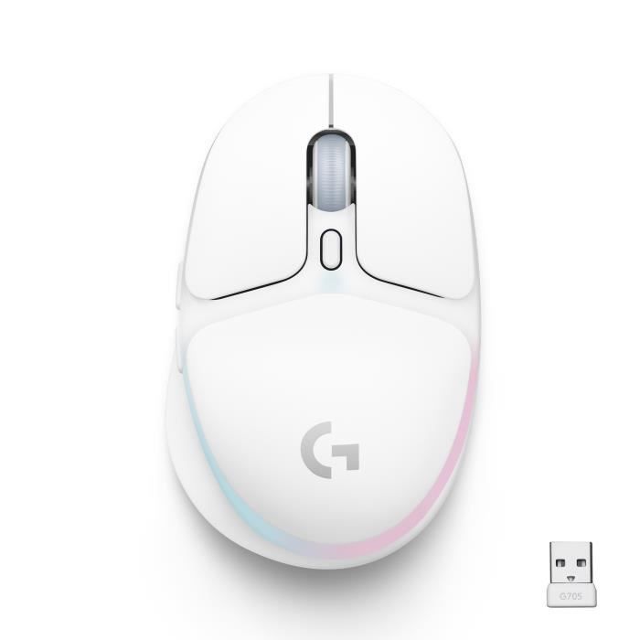 Logitech G - Gaming Mouse - Wireless - G705 LIGHTSYNC RGB Lighting, Bluetooth, Lightweight - White Mist