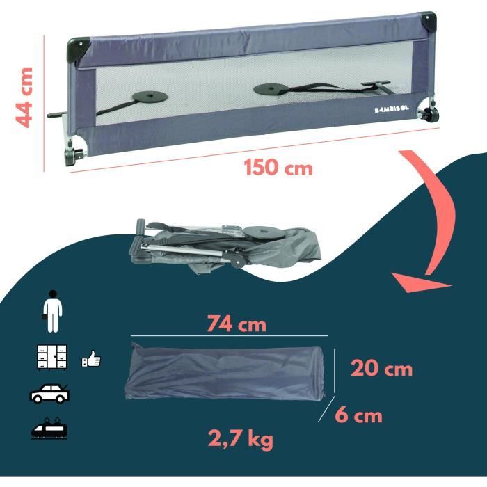Bed rail - LOOPING - BL5003G - Folding - Grey