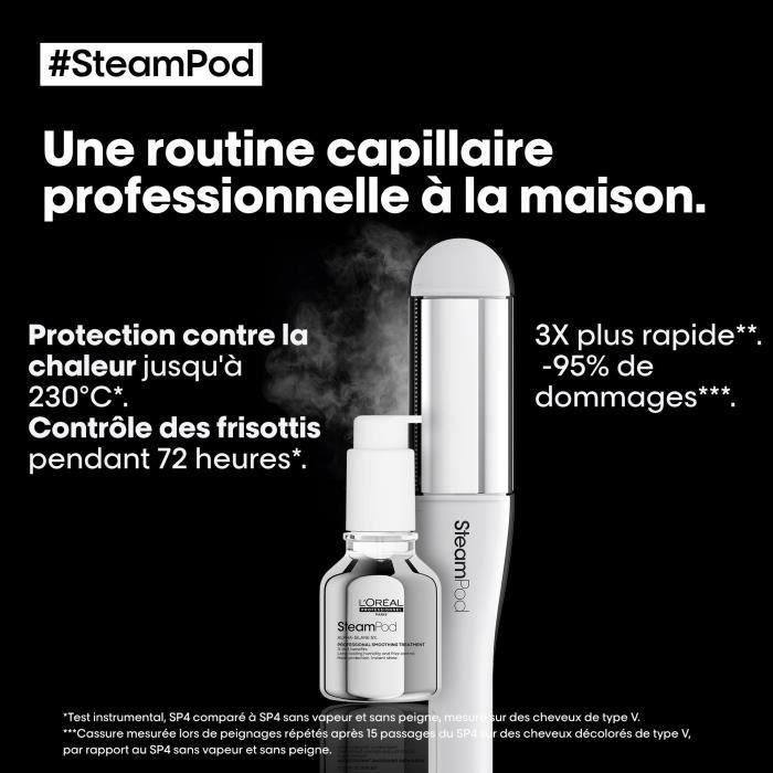 SteamPod 4 - Professional steam hair straightener and curler - L'OREAL PROFESSIONNEL - 3 Temperatures - Tool + Concentrated Smoothing Treatment