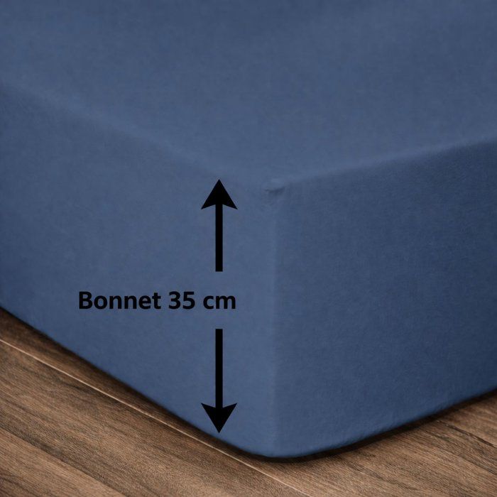 LOVELY HOME Fitted sheet - 160 x 200 + 35 cm - 100% cotton - Blue