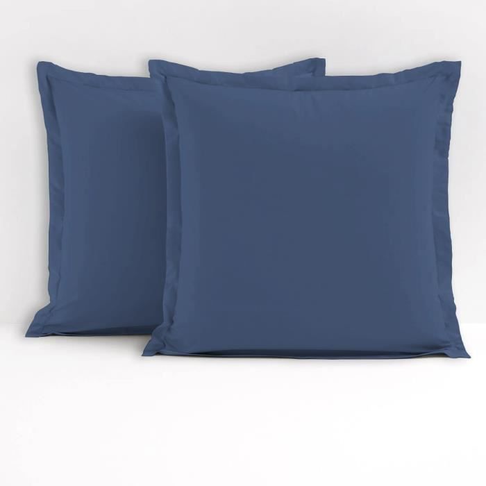 Lovely Home Lot of 2 square pillowcases - 63 x 63 cm - 100% cotton - Blue