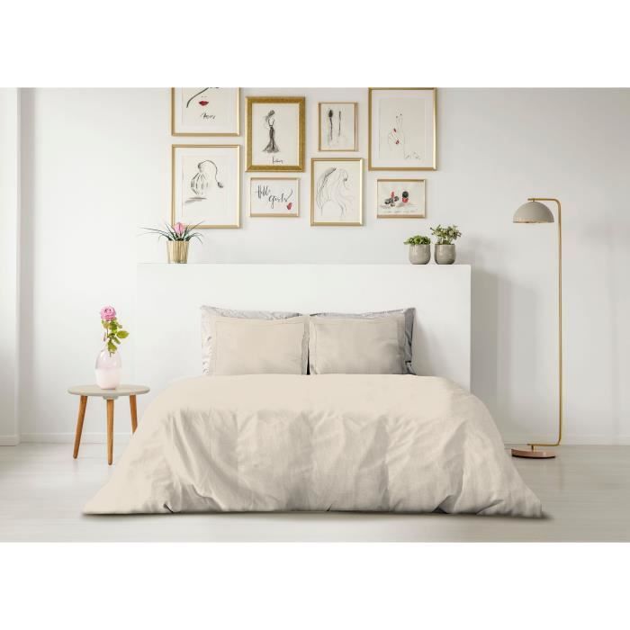 LOVELY HOME DUVET SET - 240x260 cm - 100% COTTON - CREAM BEIGE