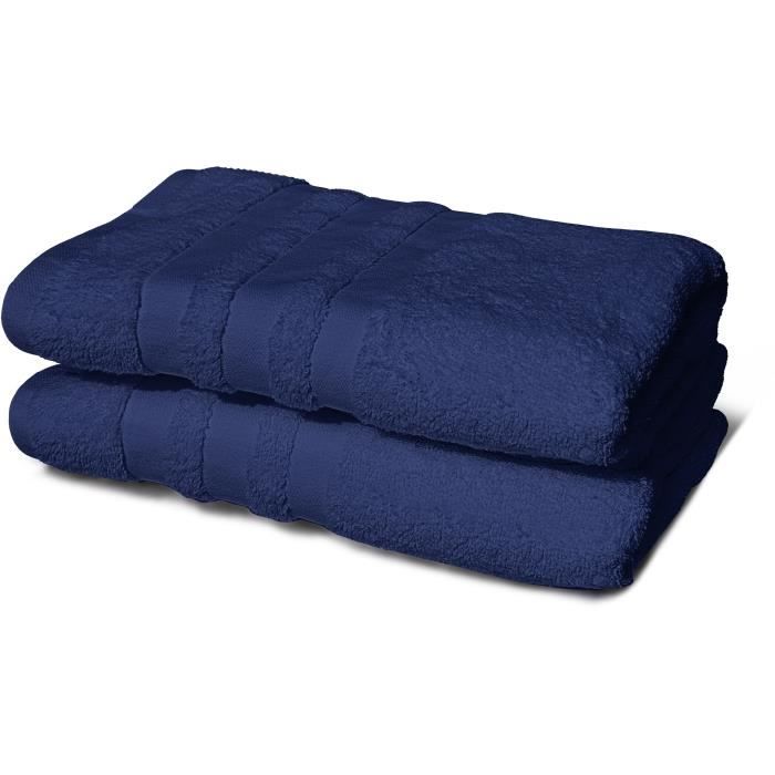 Set of 2 towels - LOVELY HOME - 2 Shower sheets 70 x 140 cm - Navy blue