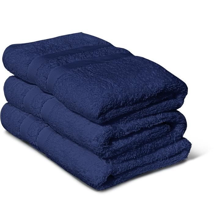 Set of 3 towels - LOVELY HOME - 3 Towels 50 x 100 cm - Navy blue