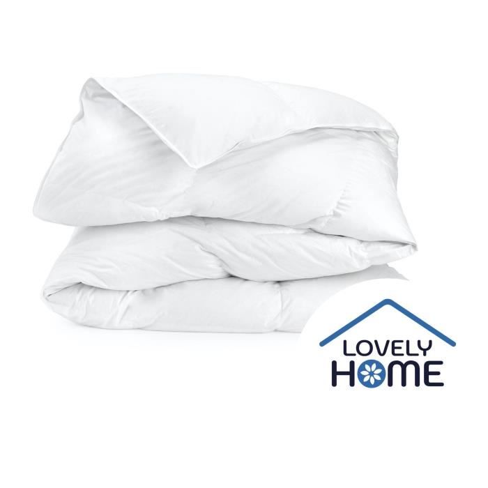 Duvet 140 x 200 cm - LOVELY HOME - Lightweight - 280 g/m² - Anti-dust mite - 1 person - White