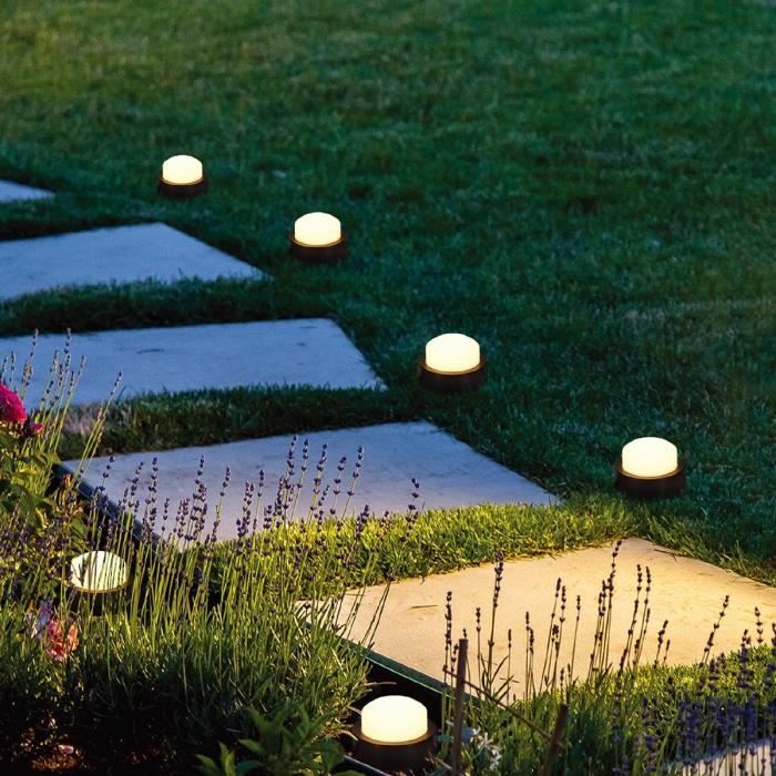 10 mini solar light spots to stick - LUMISKY - SOLIRAY - 12 m - Warm white LED - Path marking