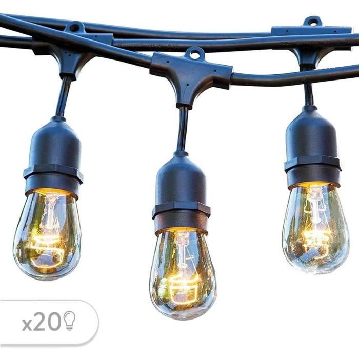 Outdoor light garland - LUMISKY - MAFY 20 LIGHT - 10 m - 20 vintage filament bulbs - E27 - warm white LED