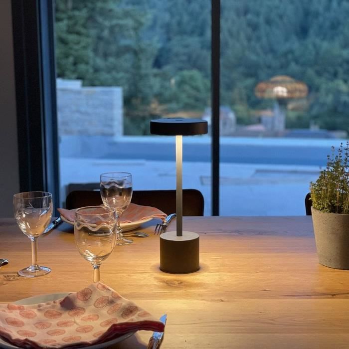 Wireless table lamp - LUMISKY - ROBY - Touch in aluminum - Dark gray - LED