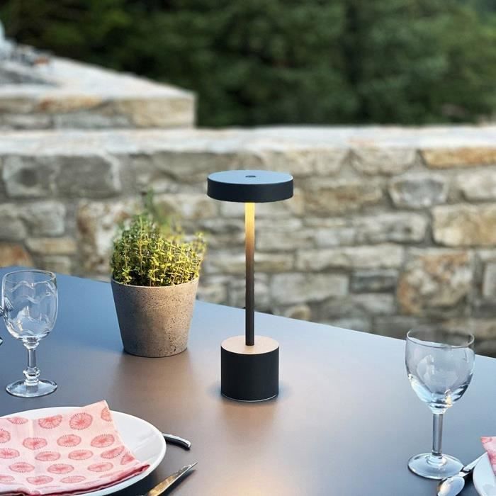 Wireless table lamp - LUMISKY - ROBY - Touch in aluminum - Dark gray - LED