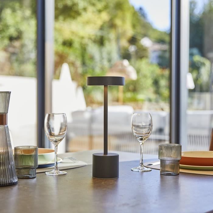 Wireless table lamp - LUMISKY - ROBY - Touch in aluminum - Dark gray - LED