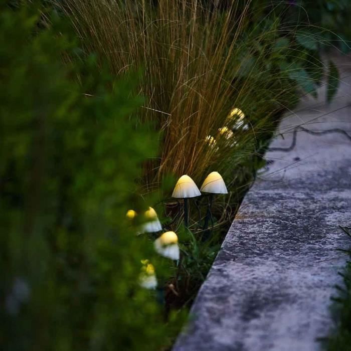 10 mini solar light mushrooms to stick - LUMISKY - CHAMPY - 3.8 m - Path marking - Warm white LED