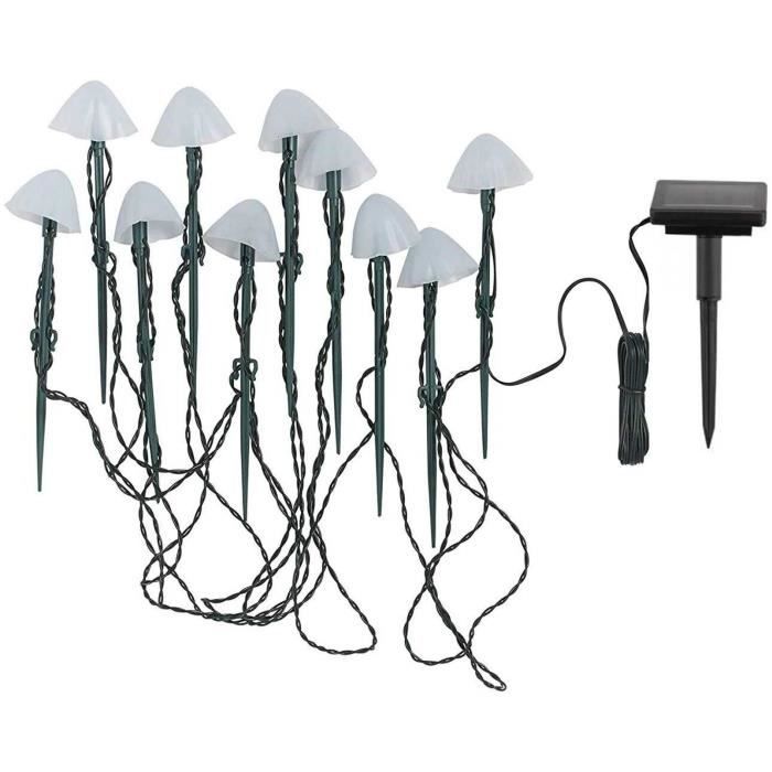 10 mini solar light mushrooms to stick - LUMISKY - CHAMPY - 3.8 m - Path marking - Warm white LED