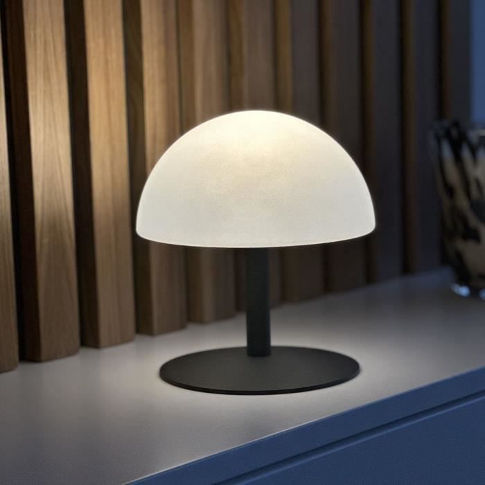 Cordless table lamp - LUMISKY - NEPTUNE ROCK - H20 cm - Steel base - Grey - Warm white and white LED