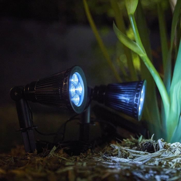 in 1 solar spotlight to stick or fix - LUMISKY - SPIKY AWAY W34 - H42 cm - white LED