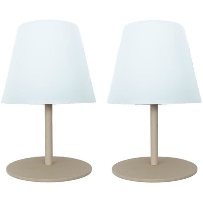 Set of 2 cordless table lamps - LUMISKY - TWINS - Cream - H16 cm - LED